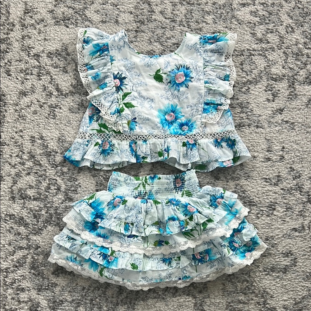 LoveShackFancy Billie Skirt Blueberry Cloud Size 2-3 Y